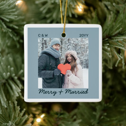 Minimalistisch moderne, gehuwde nieuwigheidsfoto keramisch ornament (Boom)