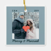 Minimalistisch moderne, gehuwde nieuwigheidsfoto keramisch ornament (Voorkant)