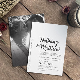 Minimalistisch mono-kalligrafiescript bruiloft kaart