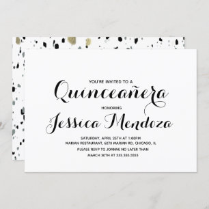 Minimalistisch Monochrome Gold Quinceañera Sweet 1 Kaart