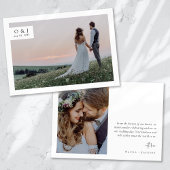 Minimalistisch Monogram 2 Fotobruiloft Bedankkaart