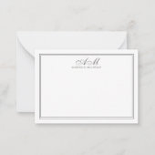 Minimalistisch Monogram 2 Grens Grijs en Wit Notitiekaartje (Voorkant)