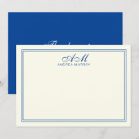 Minimalistisch monogram 2 grens marineblauw Hartel