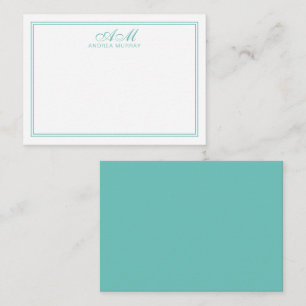 Minimalistisch Monogram 2 Grens Moonstone Blue Notitiekaartje