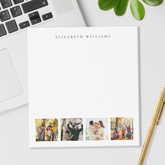 Minimalistisch Monogram 4 Foto Collage Notitieblok