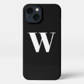 Minimalistisch monogram aangepast initiaal zwart iPhone hoesje (Achterkant)