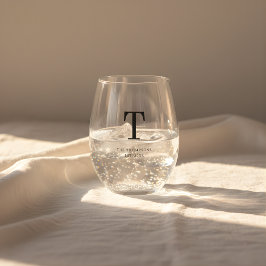 Minimalistisch Monogram Aangepaste Koppel Familien Wijnglas Zonder Voet