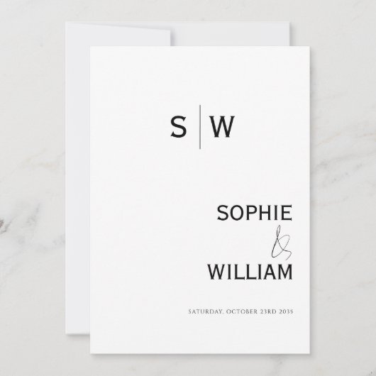 Minimalistisch Monogram Ampersand Wedding Kaart (Voorkant)