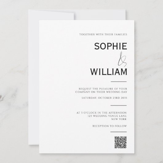 Minimalistisch Monogram Ampersand Wedding Kaart (Achterkant)