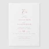 Minimalistisch Monogram Ampersand Wedding Vellum Uitnodigingen (Voorkant)