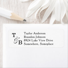Minimalistisch Monogram Ampersand White Wed Adres Etiket