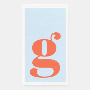 Minimalistisch Monogram Beginletter Vet Blauw Oran Servet