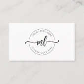Minimalistisch Monogram Beginletters Logo Wit Afsprakenkaartje (Voorkant)