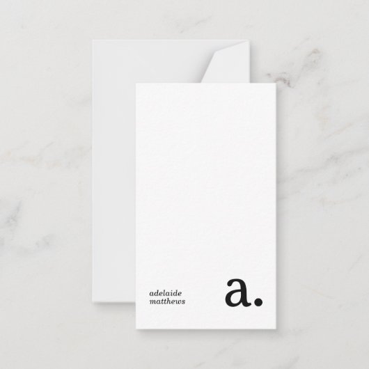 Minimalistisch Monogram Beige Faux Linnen Initiaal Notitiekaartje (Voorkant)