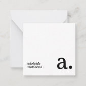 Minimalistisch Monogram Beige Faux Linnen Initiaal Notitiekaartje (Voorkant)