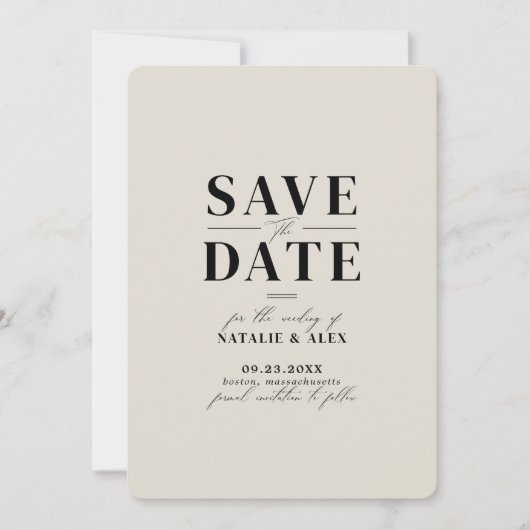 Minimalistisch Monogram Beige Taupe Website QR Cod Save The Date (Voorkant)