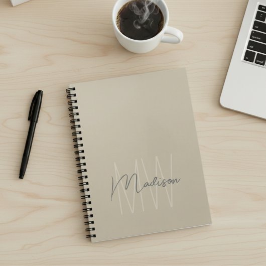 Minimalistisch Monogram Beige Werkplaats Notitieboek