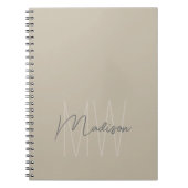 Minimalistisch Monogram Beige Werkplaats Notitieboek (Voorkant)