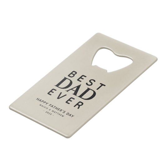 Minimalistisch monogram Beste pap ooit flesopening Creditkaart Flessenopener (Voorkant Gekanteld)