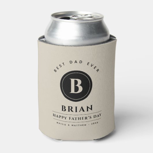 Minimalistisch monogram Beste papper Aangepaste ko Blikjeskoeler (Blikje Voorkant)