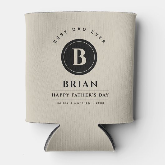 Minimalistisch monogram Beste papper Aangepaste ko Blikjeskoeler (Voorkant)