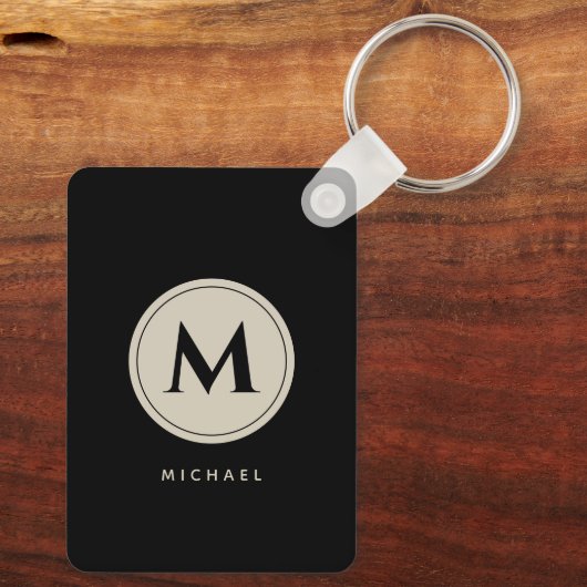 Minimalistisch monogram beste vader ooit sleutelhanger (Achterkant)