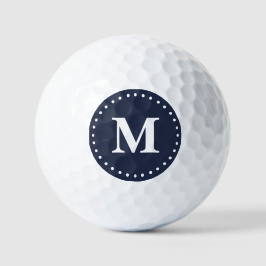 Minimalistisch monogram blauw golfballen (Voorkant)
