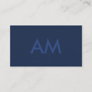 Minimalistisch monogram blauw visitekaartje