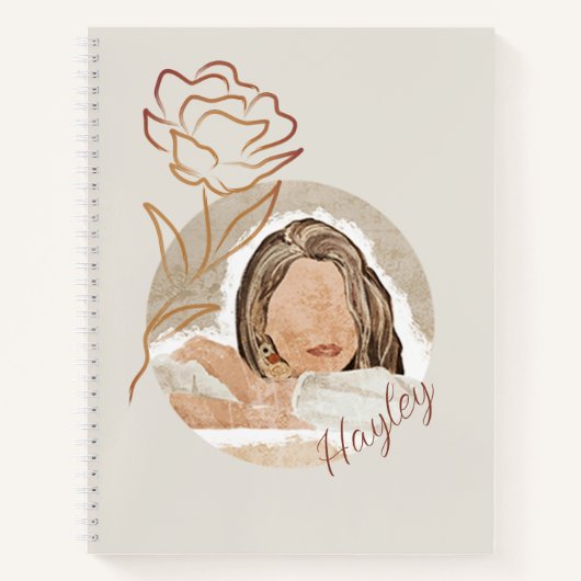 Minimalistisch Monogram Boho Woman Earth Notitieboek (Voorkant)