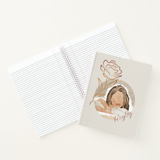 Minimalistisch Monogram Boho Woman Earth Notitieboek (Binnen)