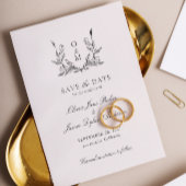 Minimalistisch Monogram Botanisch Wapen Huwelijk Save The Date