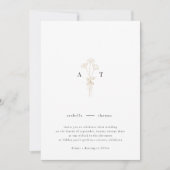 Minimalistisch Monogram Botanische Bruiloft Kaart (Voorkant)