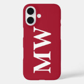 Minimalistisch Monogram Bourgondië Wit Initiaal Mo Case-Mate iPhone Case (Achterkant)