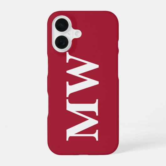 Minimalistisch Monogram Bourgondië Wit Initiaal Mo iPhone 16 Hoesje (Achterkant)
