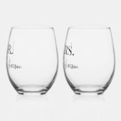 Minimalistisch Monogram bruid en bruidegom Wijnglas Zonder Voet (Links)