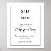 Minimalistisch Monogram Bruiloft Badkamer Mand Tek Poster (Voorkant)