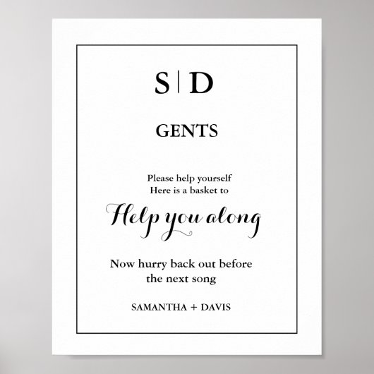 Minimalistisch Monogram Bruiloft Badkamer Mand Tek Poster (Voorkant)