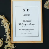 Minimalistisch Monogram Bruiloft Badkamer Mand Tek Poster