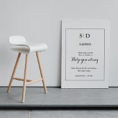 Minimalistisch Monogram Bruiloft Badkamer Mand Tek Reclamebord Met Voetstuk