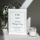 Minimalistisch Monogram Bruiloft Badkamer Mand Tek Reclamebord Met Voetstuk