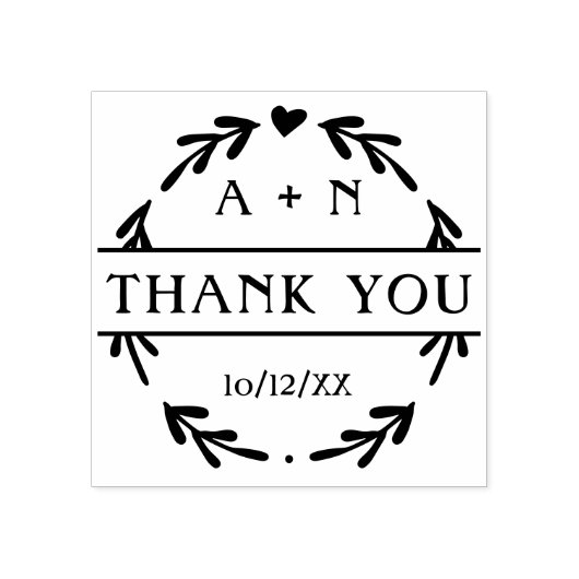 Minimalistisch Monogram Bruiloft Dank u Rubberstempel (Afrduk)