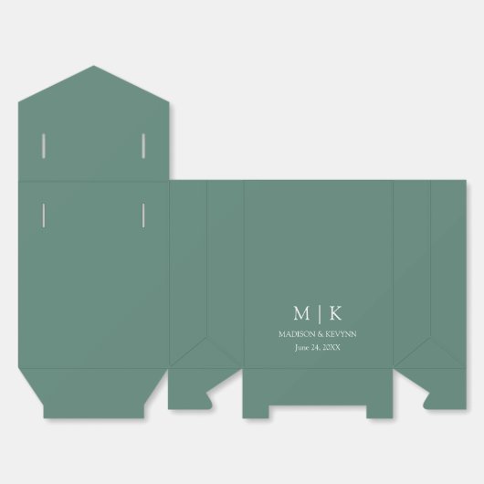 Minimalistisch monogram bruiloft Eucalyptus Green Bedankdoosjes (Ongevouwen)