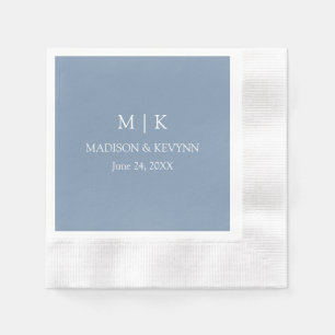 Minimalistisch Monogram Bruiloft Stoffige Blauwe C Servet