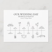 Minimalistisch Monogram Bruiloft Tijdlijn Programm Informatiekaartje (Voorkant)