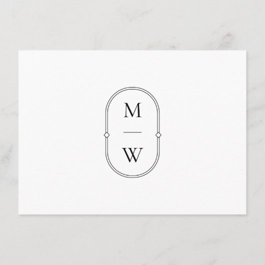 Minimalistisch Monogram Bruiloft Tijdlijn Programm Informatiekaartje (Achterkant)