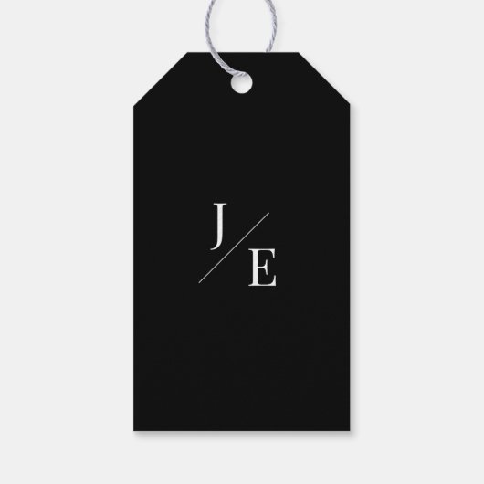 Minimalistisch Monogram Bruiloft | Zwart Cadeaulabel (Achterkant)