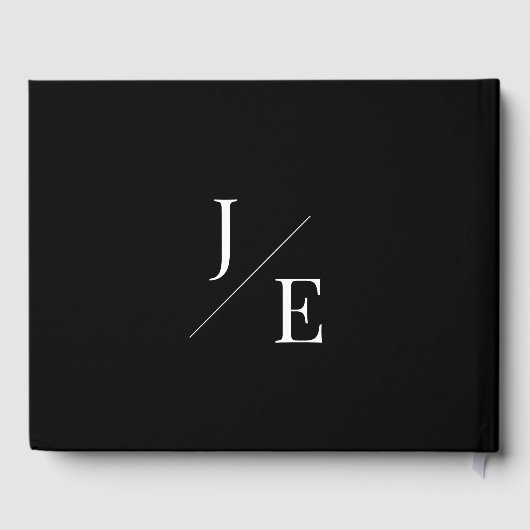 Minimalistisch Monogram Bruiloft | Zwart Gastenboek (Achterkant)