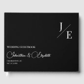 Minimalistisch Monogram Bruiloft | Zwart Gastenboek (Voorkant)