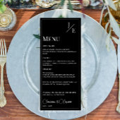 Minimalistisch Monogram Bruiloft | Zwart Menu