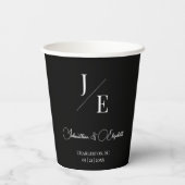 Minimalistisch Monogram Bruiloft | Zwart Papieren Bekers (Achterkant)